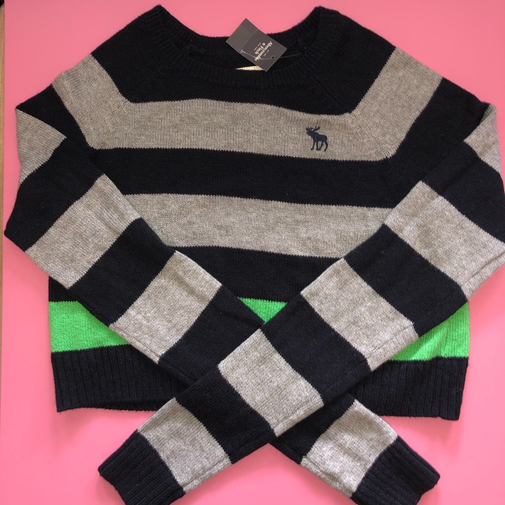 ABERCROMBIE! Striped Grey blue green Sweater!